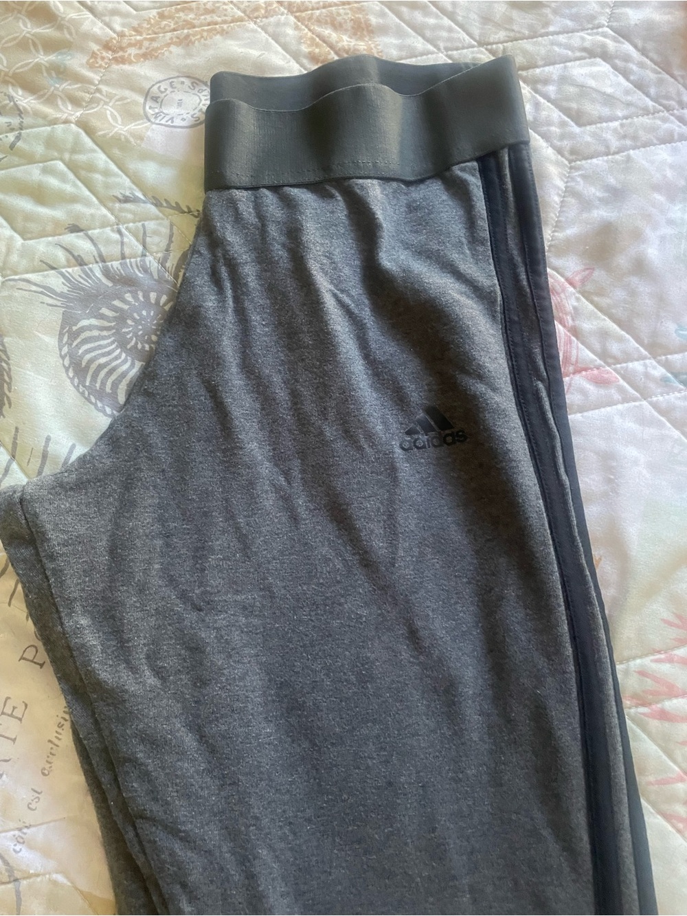 adidas Kids Gray Athletic Joggers with Black Trim